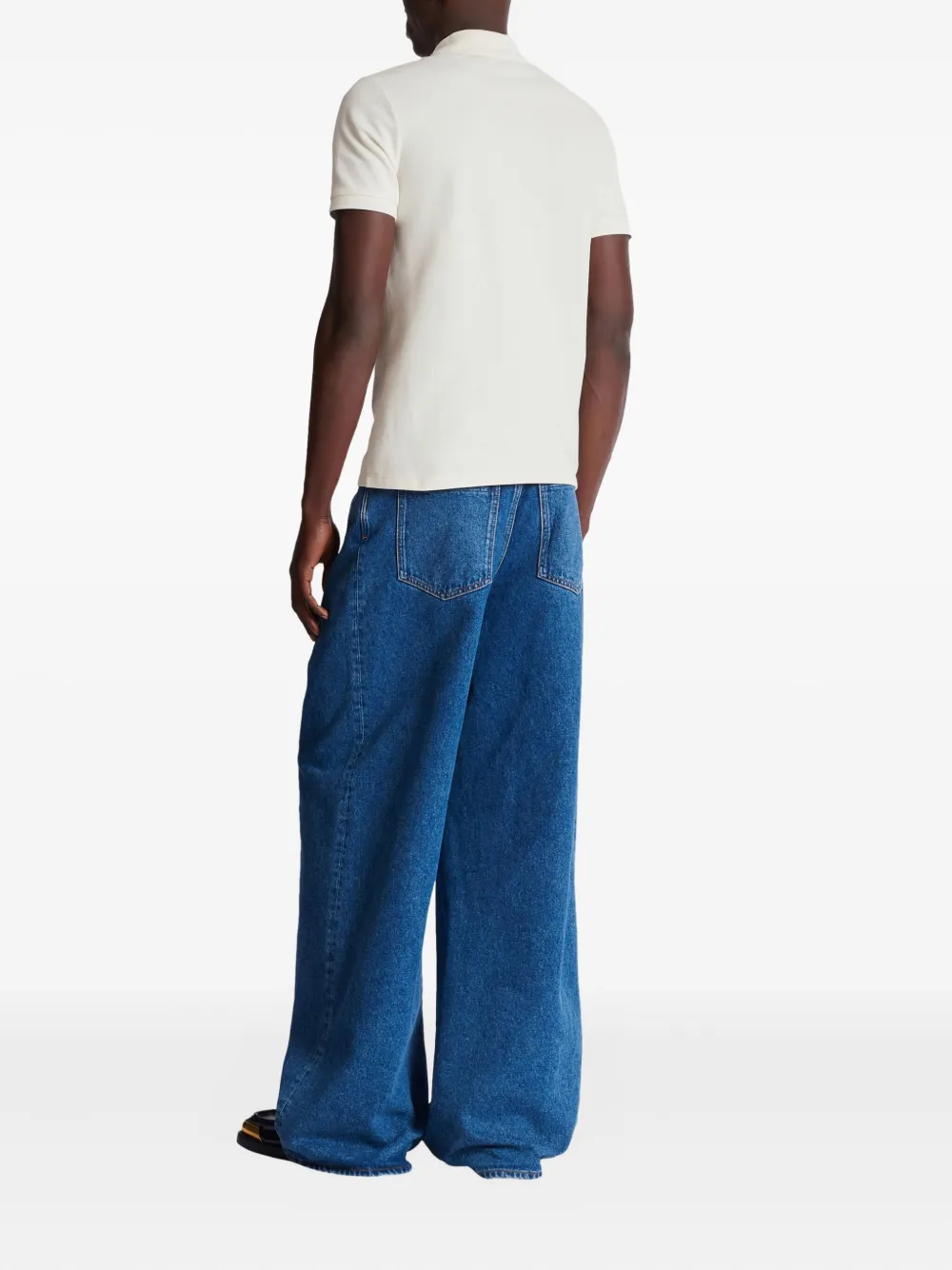 Balmain Polo Shirt Short Sleeves Ribbed Cuffs Collar In White