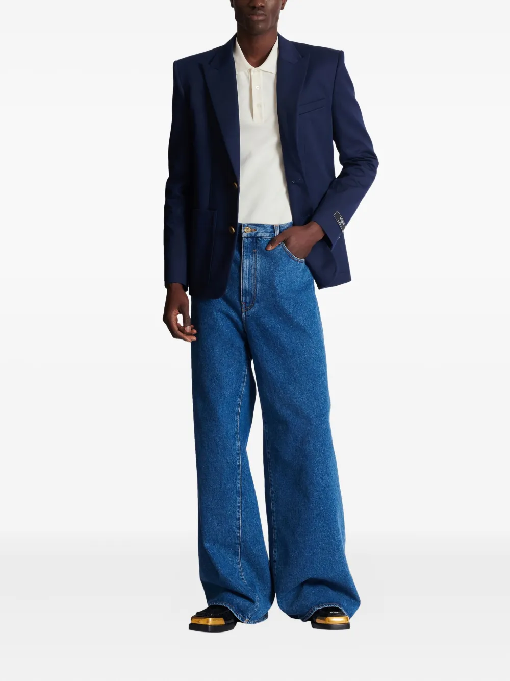 Balmain Poloshirt met geborduurd PB-logo - Wit