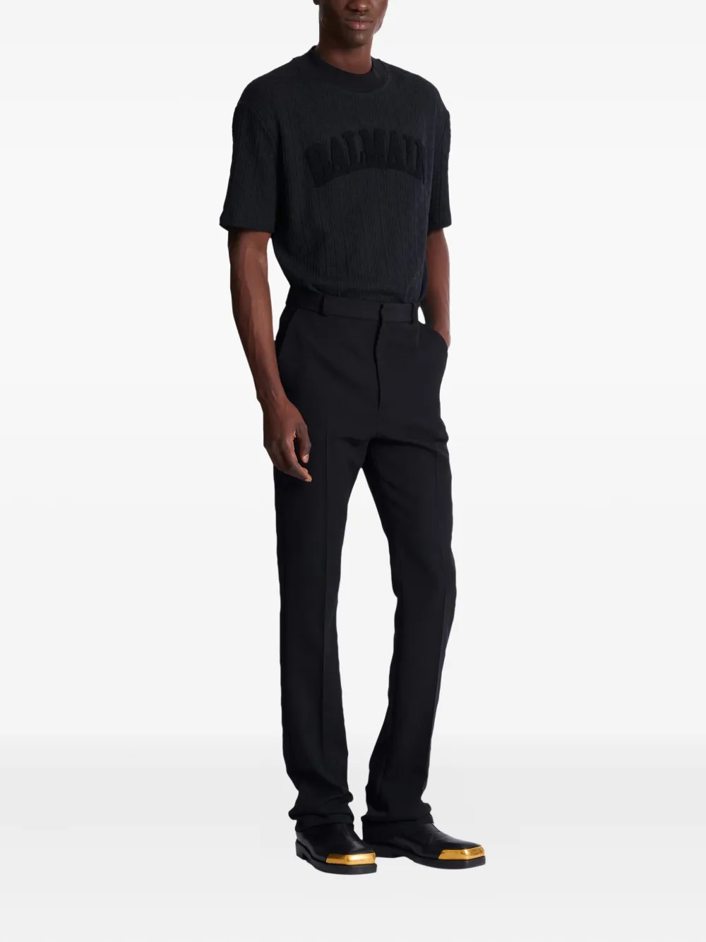 Balmain Wollen broek met plooidetails Zwart