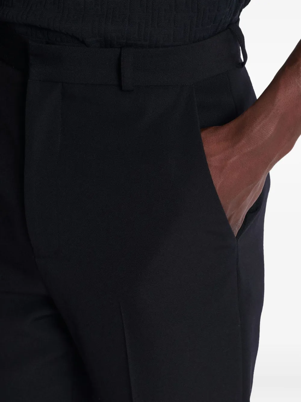 Balmain Wollen broek met plooidetails Zwart