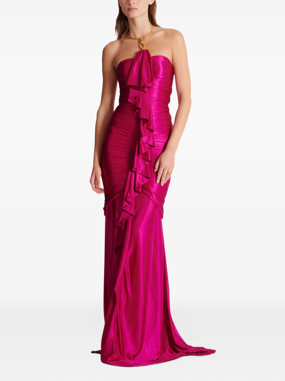  Balmain Draped-bustier Maxi Dress - Pink 
