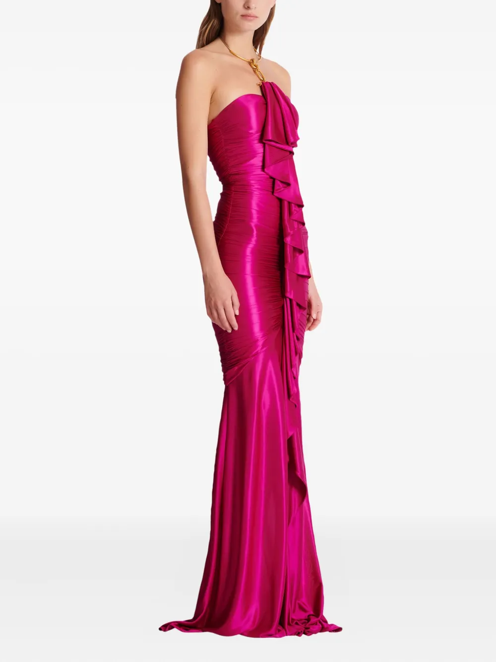  Balmain Draped-bustier Maxi Dress - Pink 