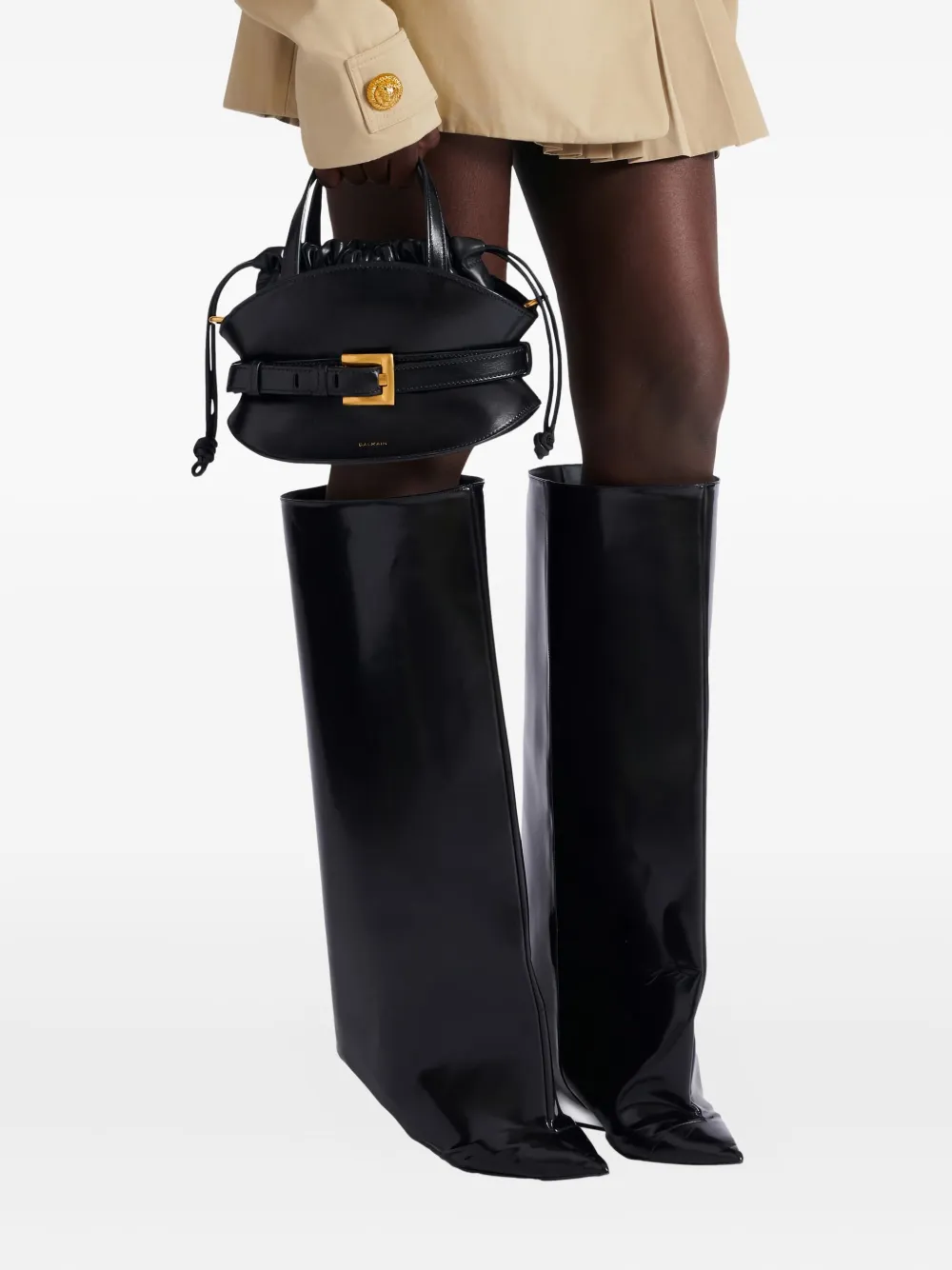 Balmain Mini Belted-detail Tote Bag In Black