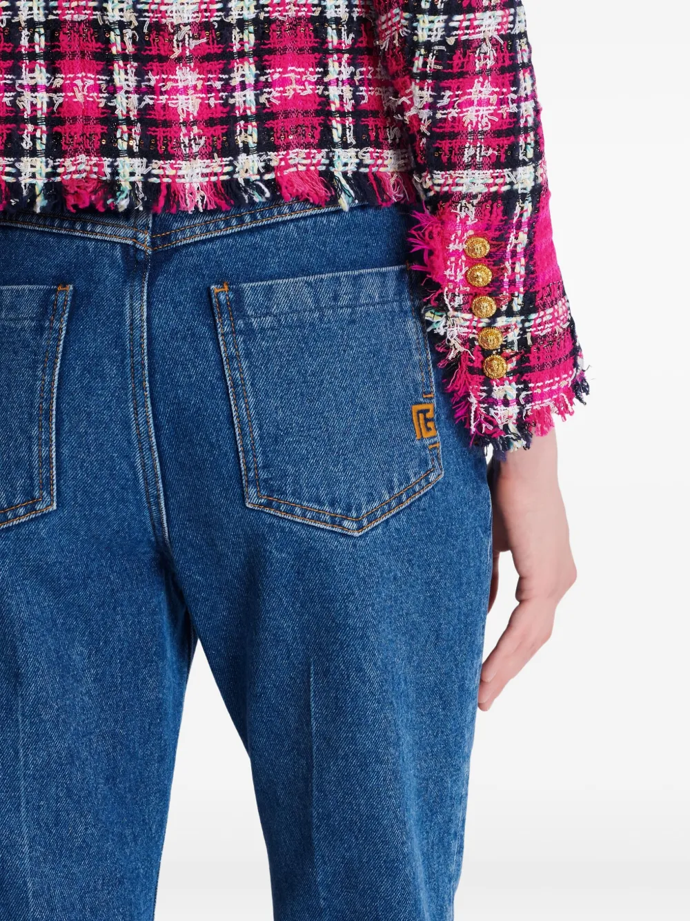 Balmain Geruit jack met knopen Roze