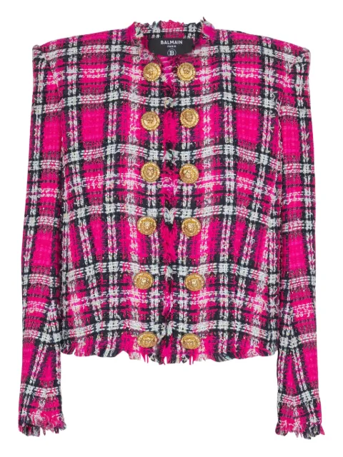 Balmain plaid button jacket