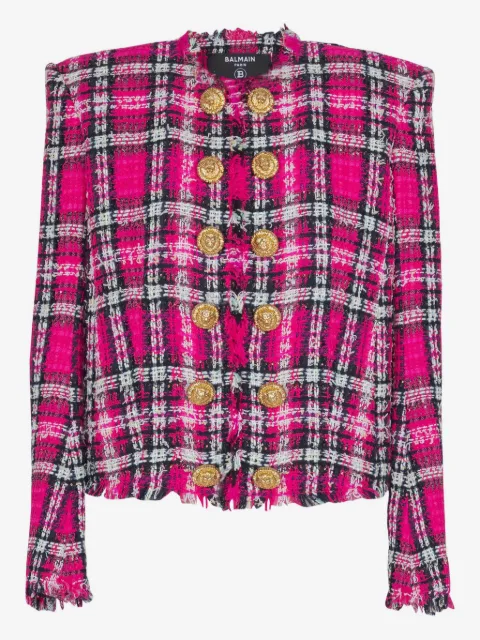 Balmain plaid button jacket