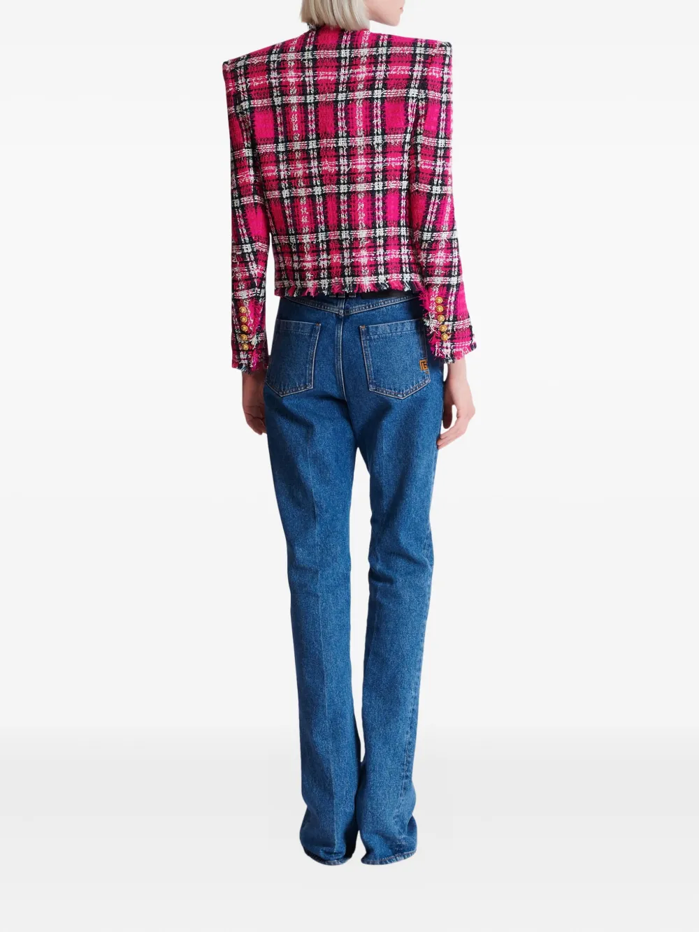 Balmain Geruit jack met knopen Roze