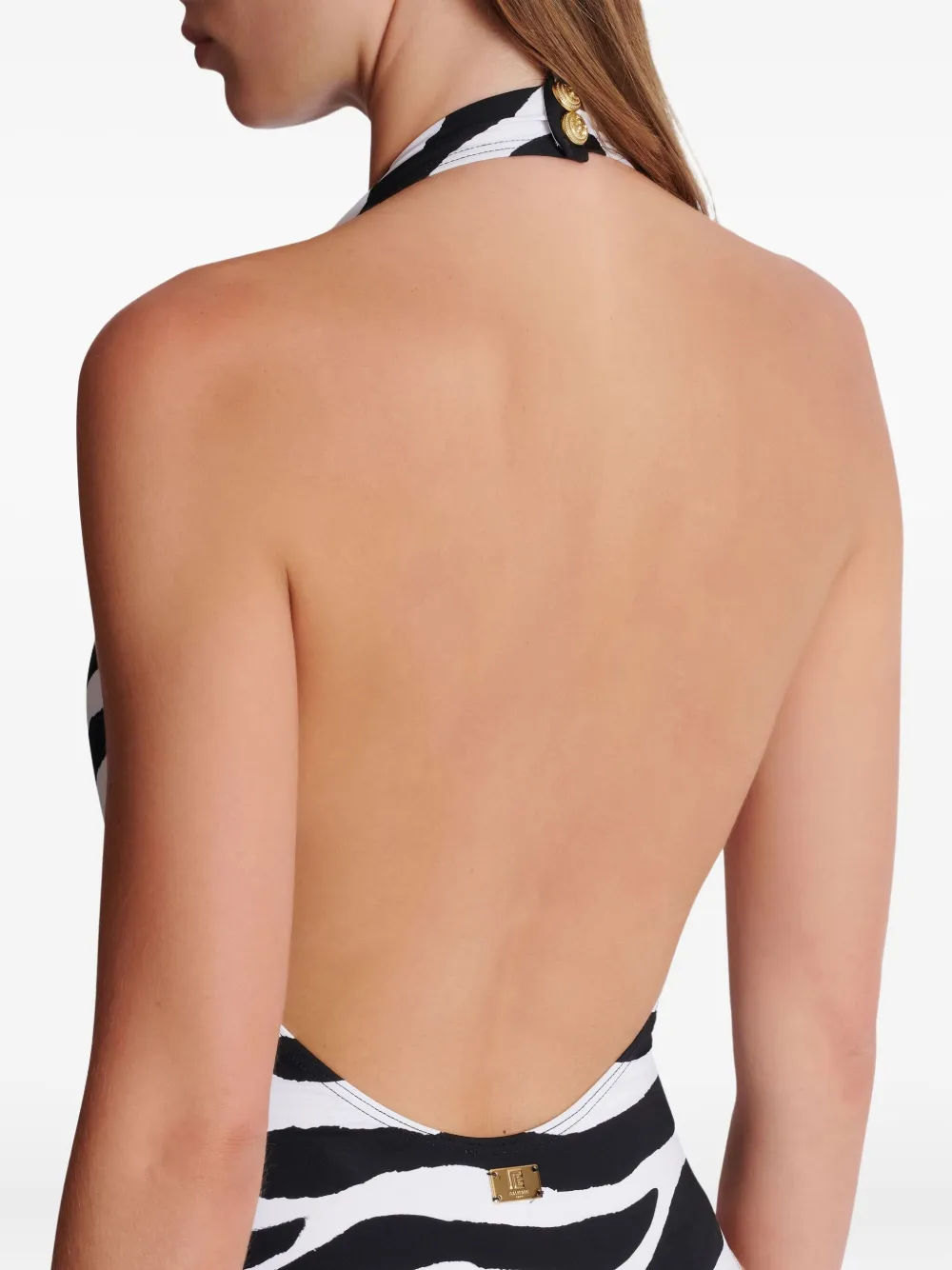  Balmain Bañador Con Motivo De Cebra - Blanco 