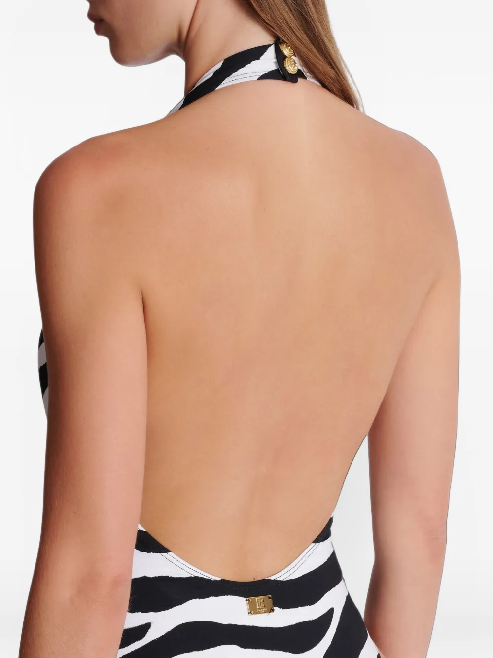 Balmain Badpak met zebraprint Wit