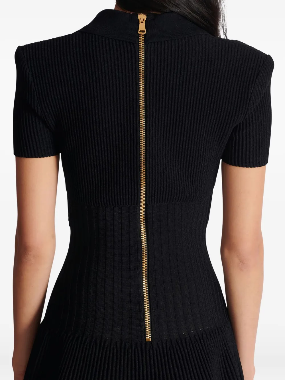 Balmain Button-embellished Knitted Dress In Black