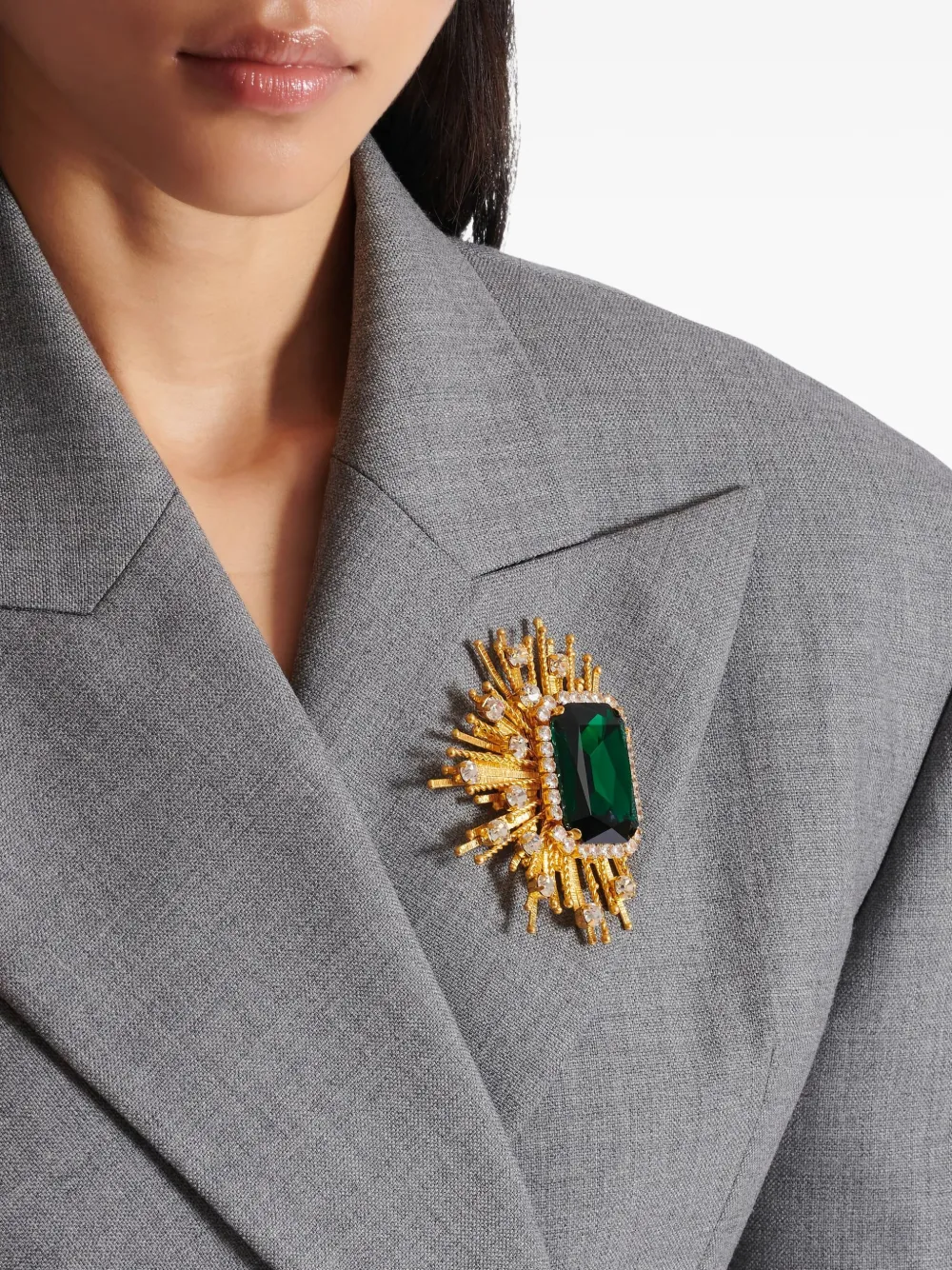 Balmain Broche verfraaid met kristallen - Goud