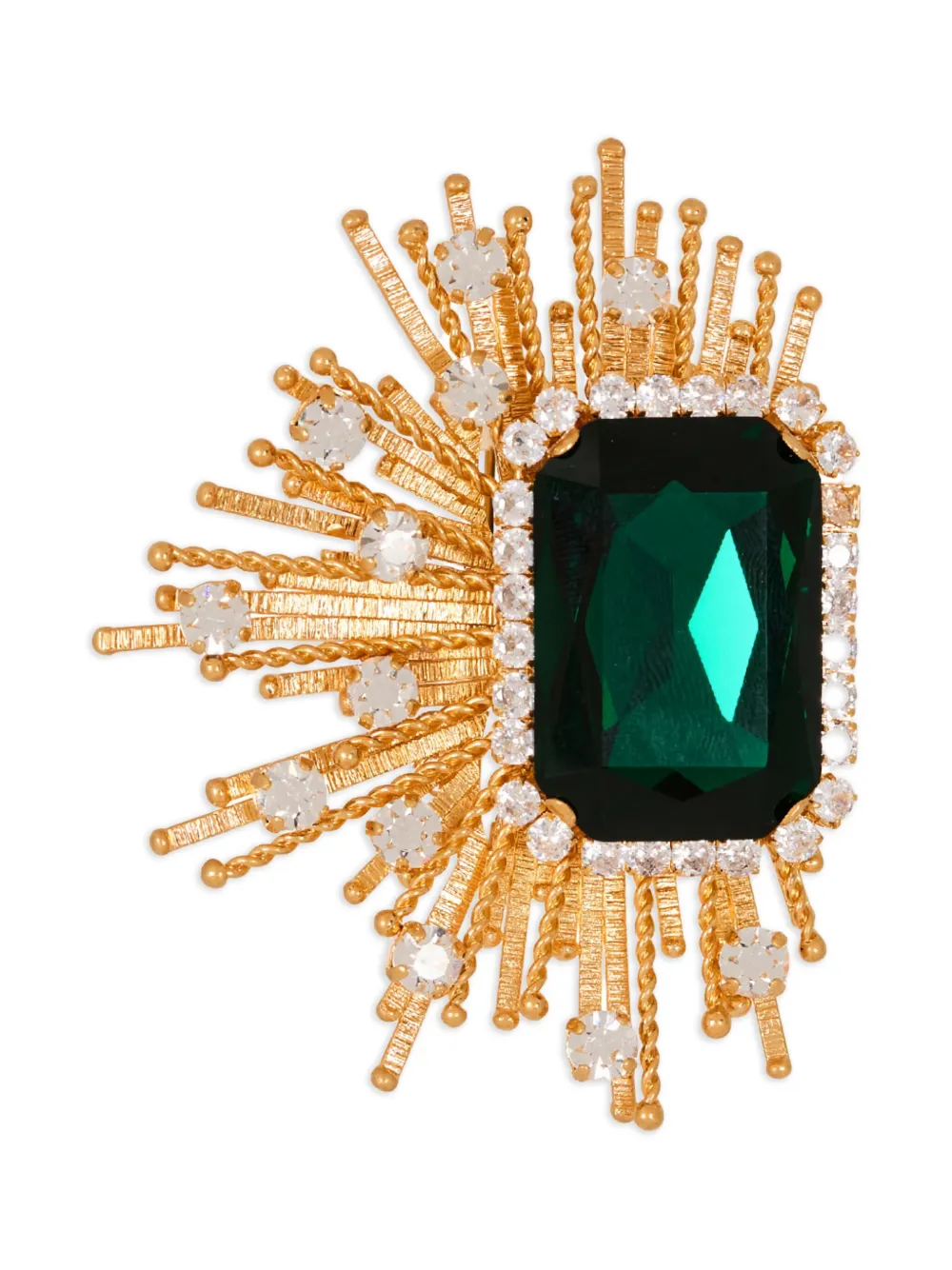 Balmain Crystal-embellishment Brooch In Gold
