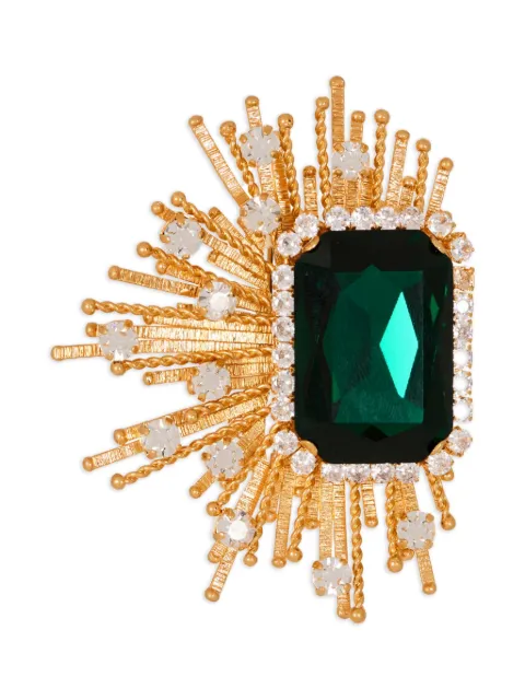 Balmain crystal-embellishment brooch