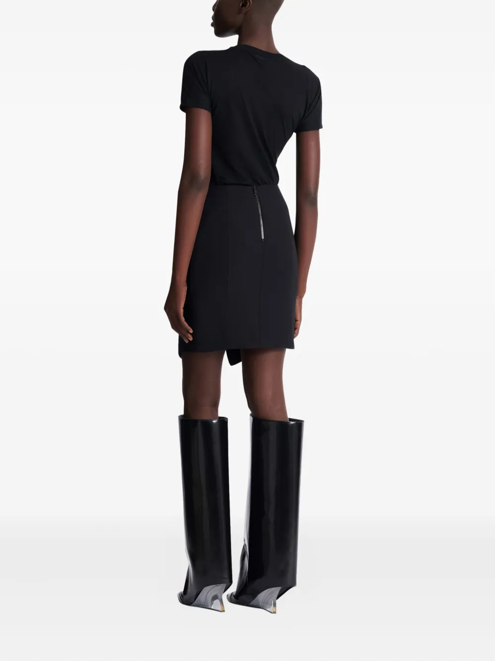 Balmain Grain De Poudre Belt-detail Mini Skirt In Black