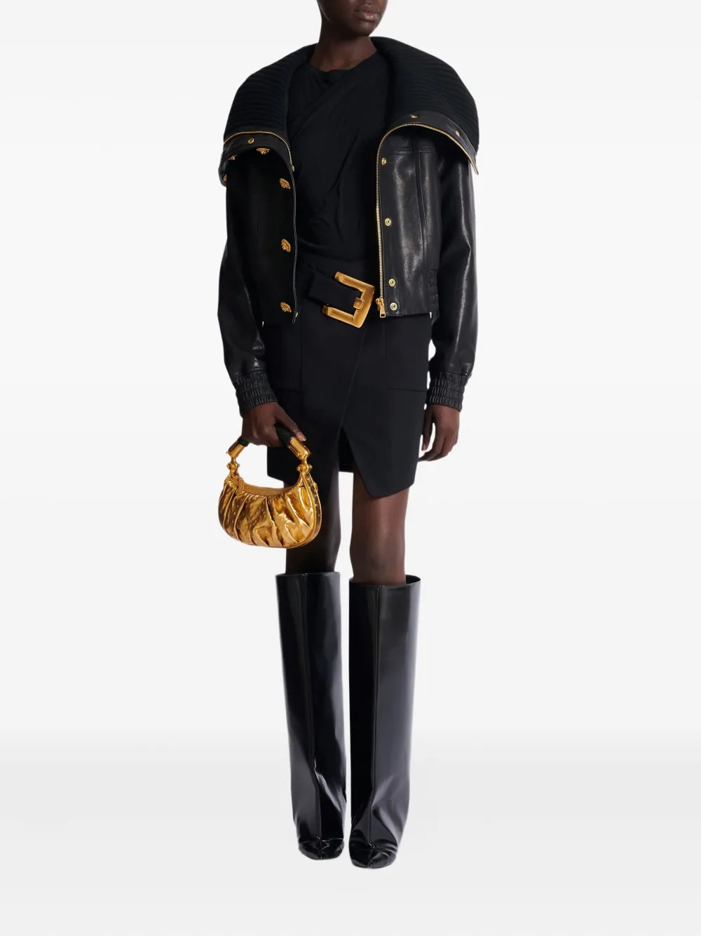 Balmain Grain De Poudre mini-rok met ceintuur - Zwart