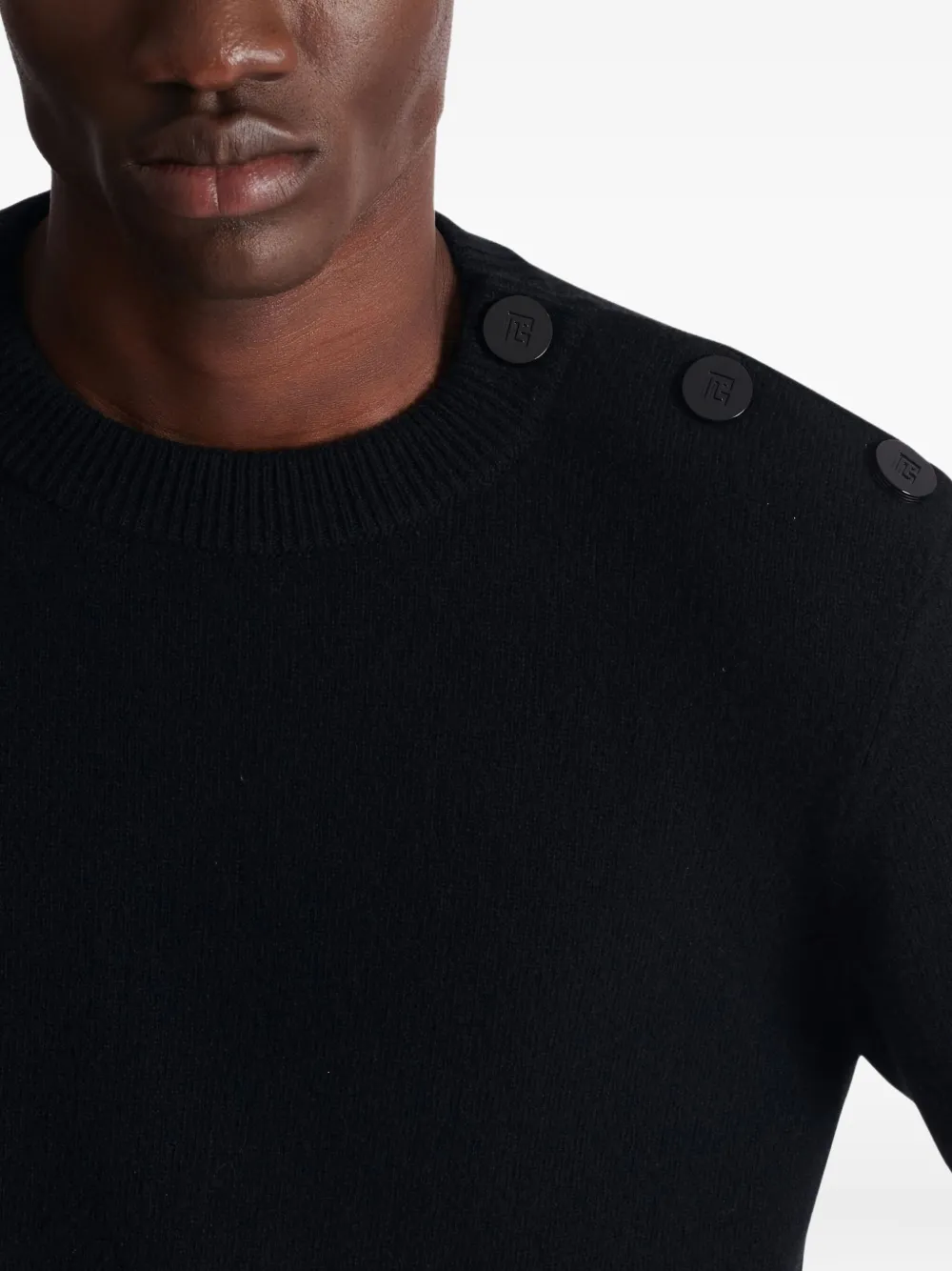Balmain Kasjmier trui met knopen Zwart