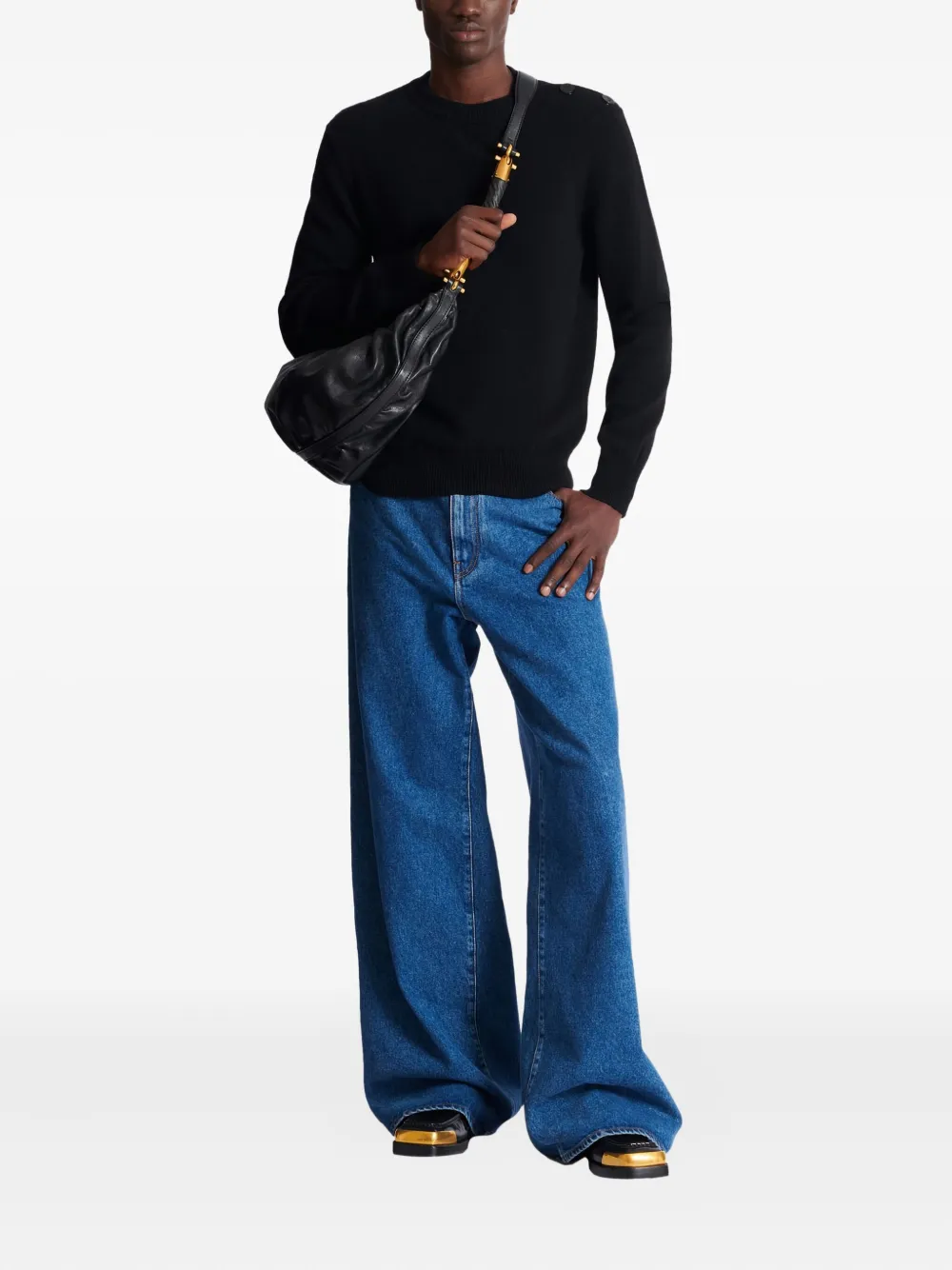 Balmain Kasjmier trui met knopen - Zwart