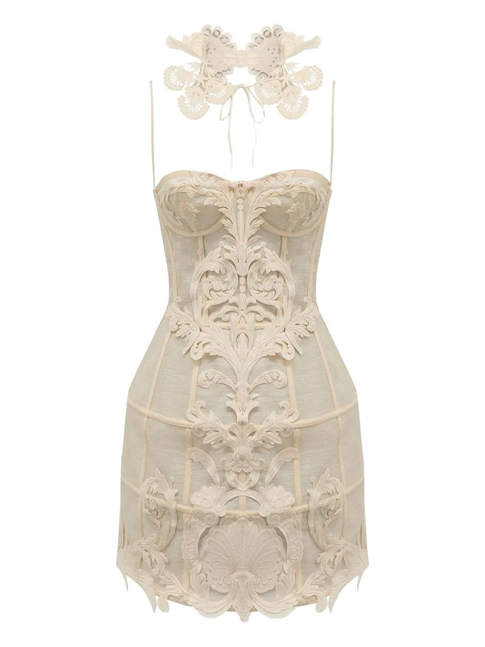 Zimmermann Rebellion Filigree Mini Dress In Neutral