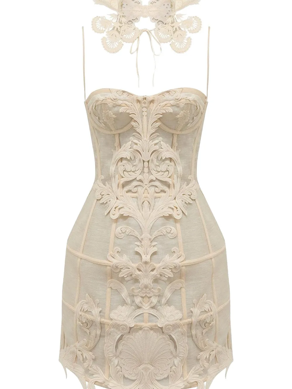 Zimmermann Rebellion Filigree Mini Dress In Neutral