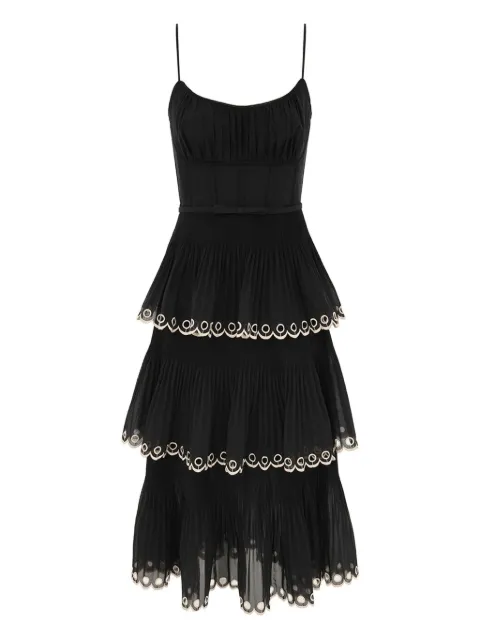 ZIMMERMANN embroidered-tiered midi dress