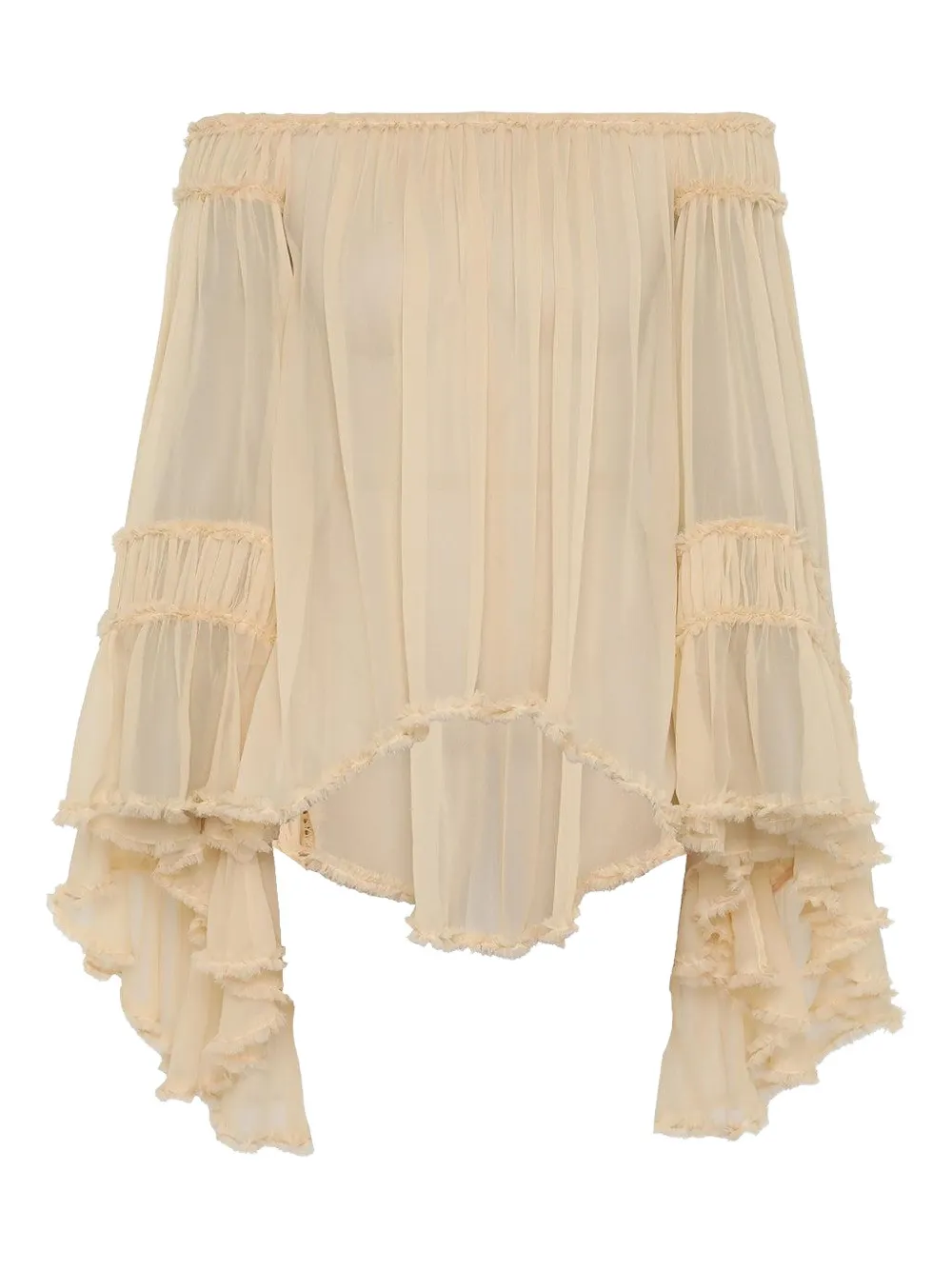 Zimmermann Rebellion Fray Ruffled Blouse In Neutral