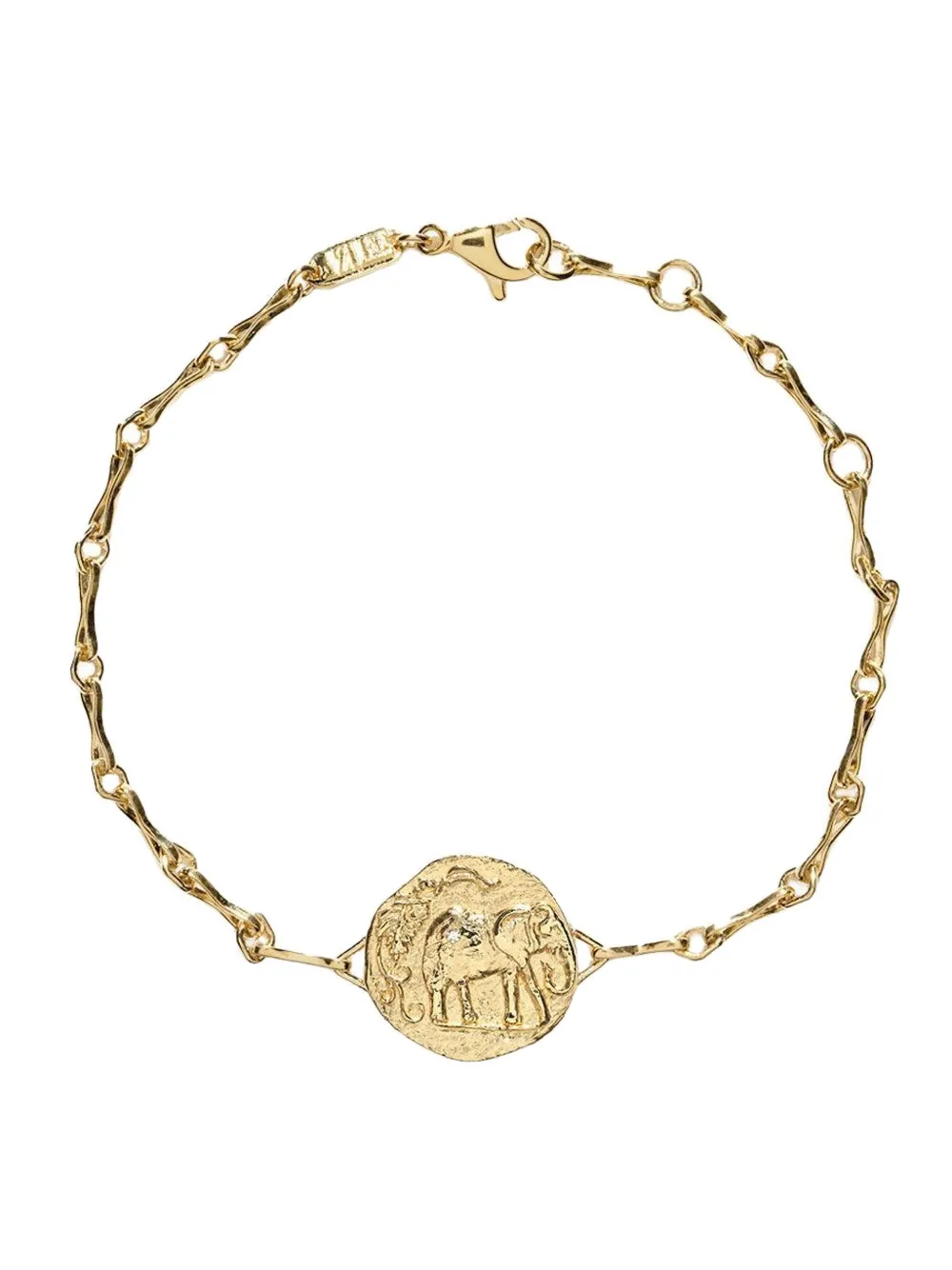  Azlee 18k Yellow Gold Elefante Diamond Single Coin Bracelet 
