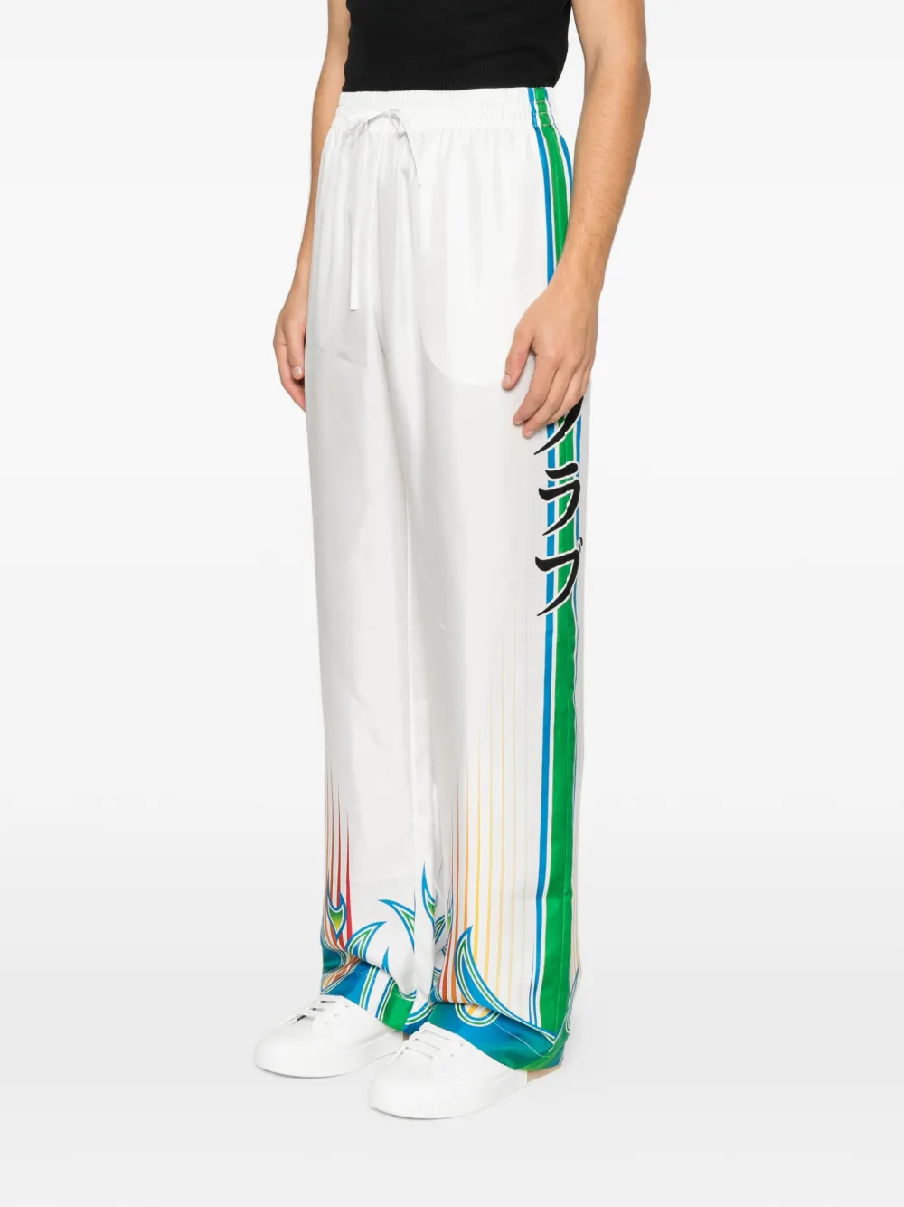 Casablanca Trainingsbroek met elastische taille en vlammenprint Wit