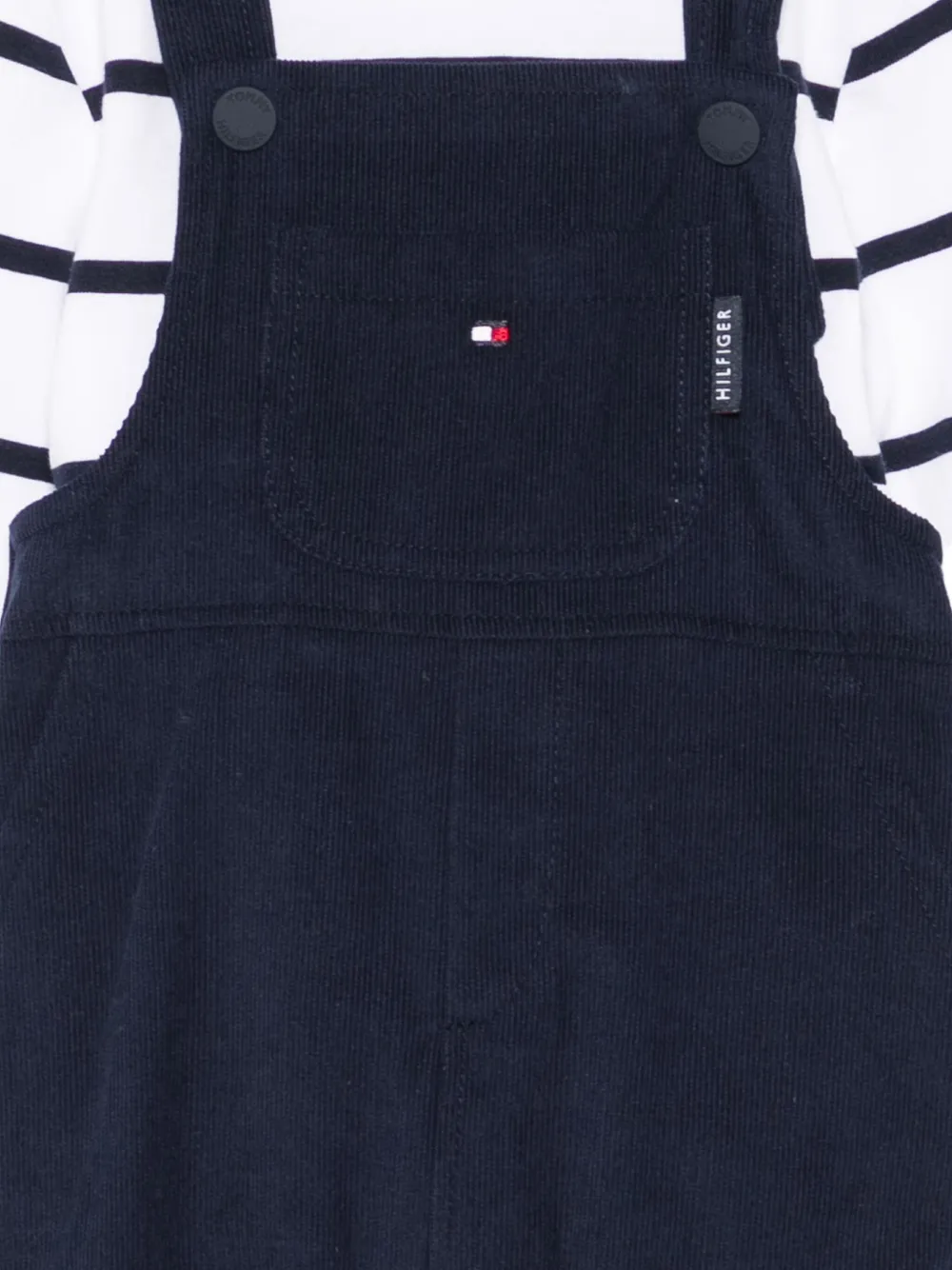 Tommy Hilfiger Junior Striped Corduroy Babygrow In Blue