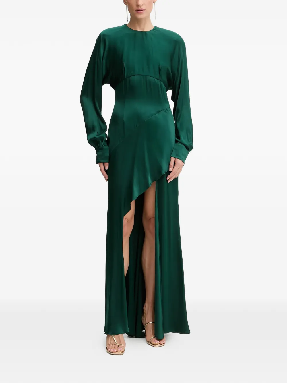 Bardot Kartia long-sleeve asymmetric dress - Verde