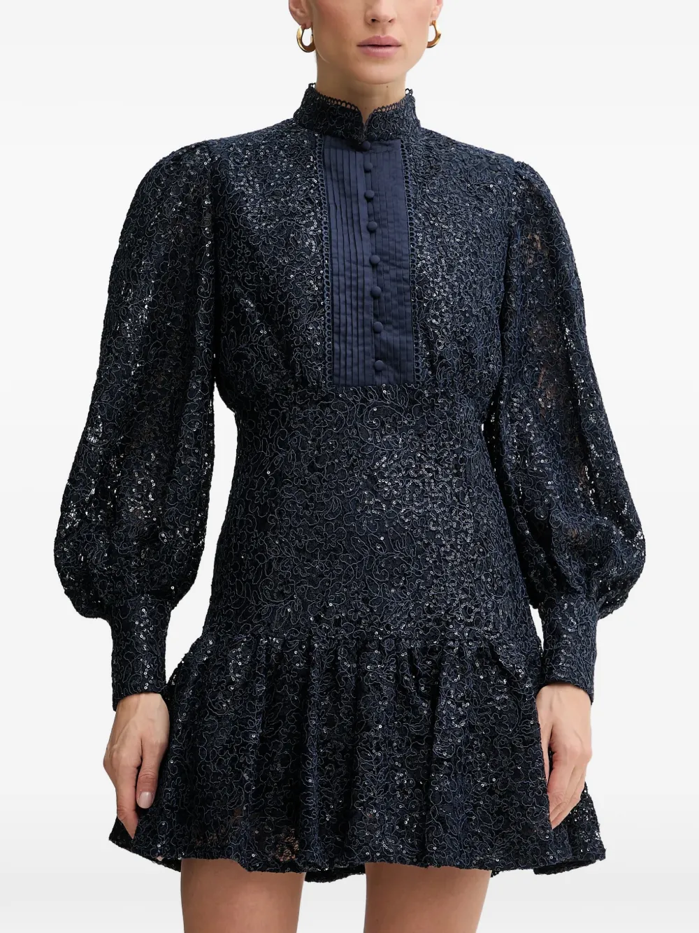 Bardot Remy sequin-embellished ruffled-detail mini dress - Blu