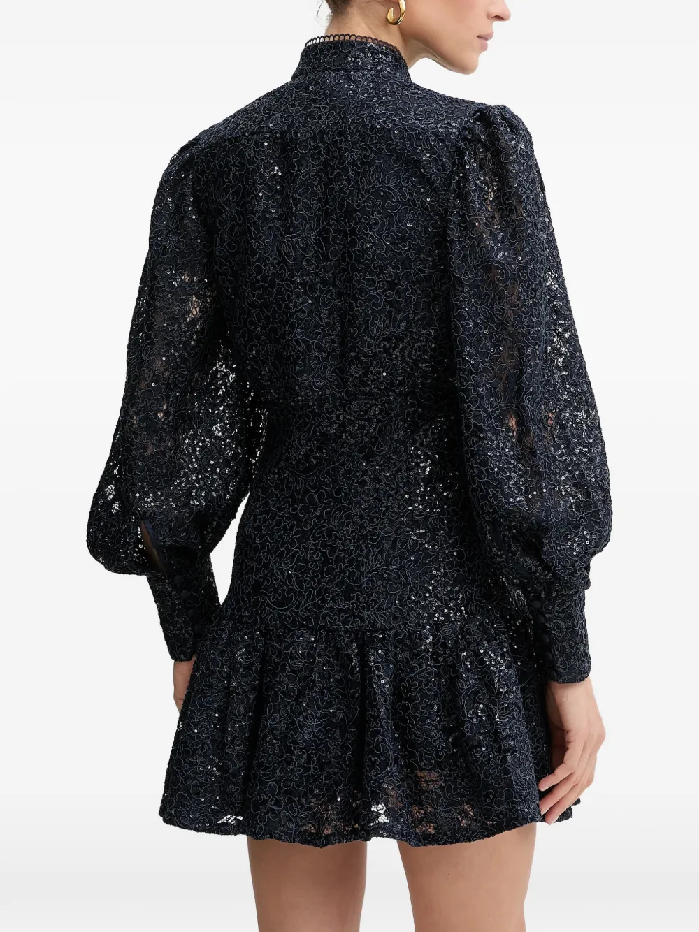  Bardot Remy Sequin-embellished Ruffled-detail Mini Dress - Blue 