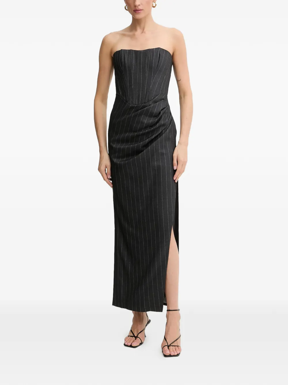 Bardot Everlasting pinstripe strapless maxi dress - Grau