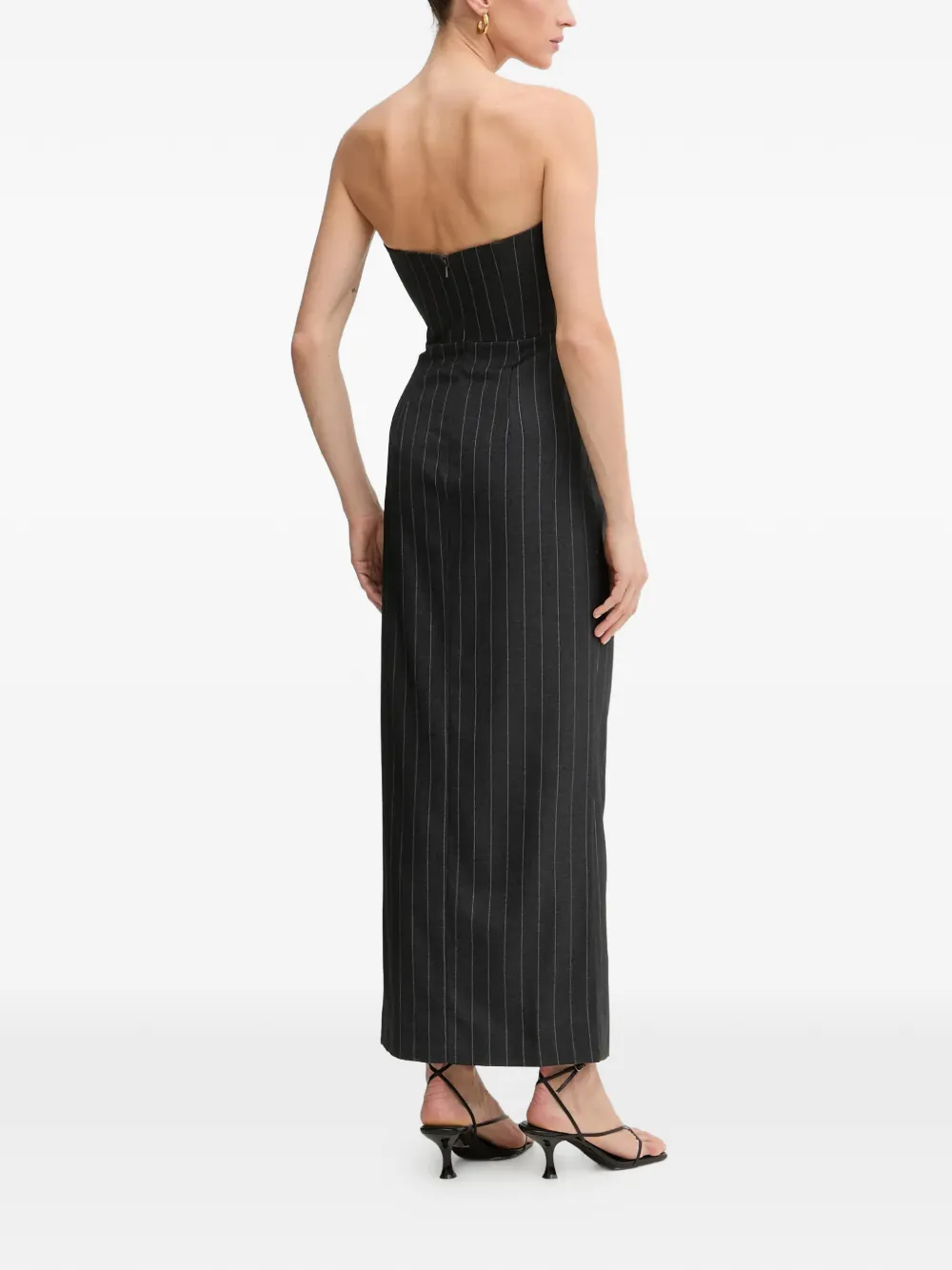  Bardot Everlasting Pinstripe Strapless Maxi Dress - Grey 