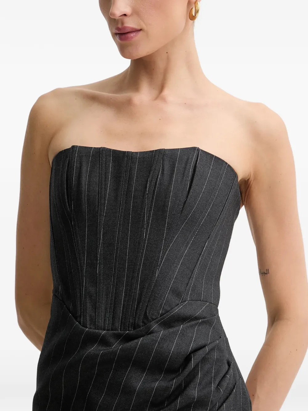  Bardot Everlasting Pinstripe Strapless Maxi Dress - Grey 