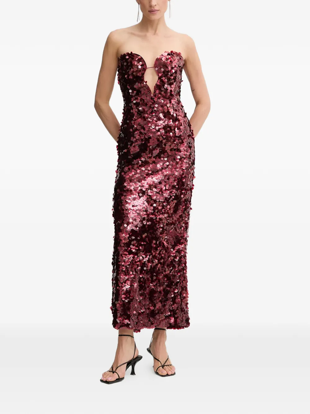 Bardot Braya sequin-embellished midi dress - Rosso