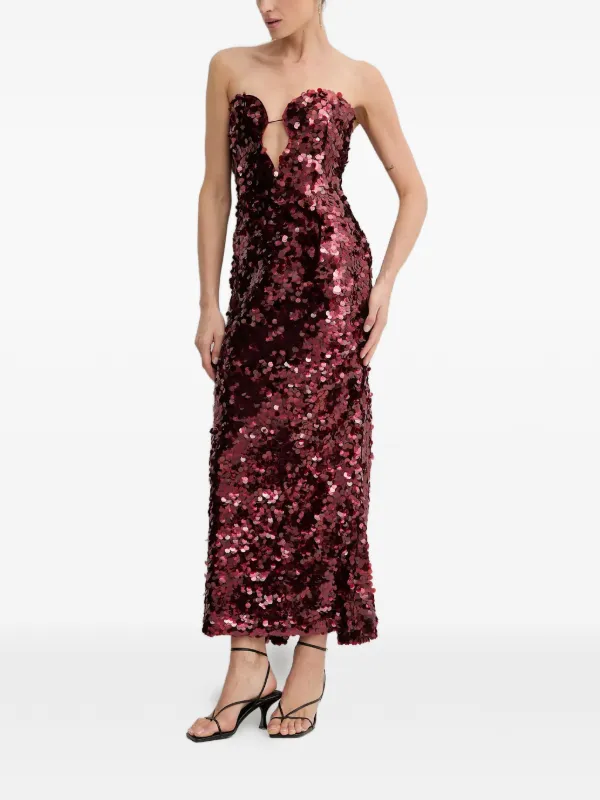 strapless open back dress Sample Dusty Blue Bardot Crepe Dress
