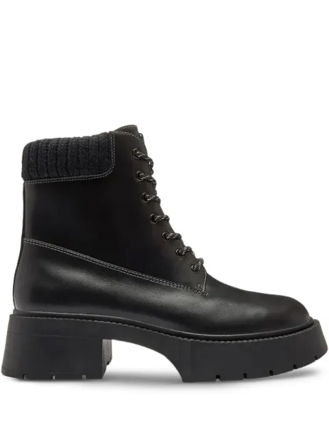 Coach 57mm Leah knitted-collar lace-up boots