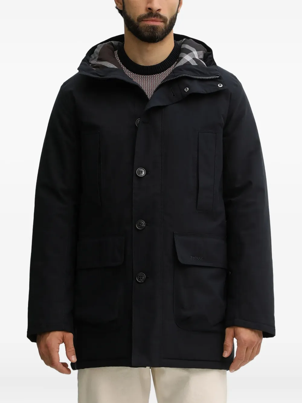 Barbour Beaufort Hooded Quilted Jacket In Blue