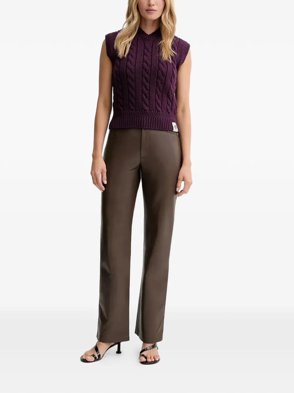  Bally Cable-knit V-neck Top - Purple 