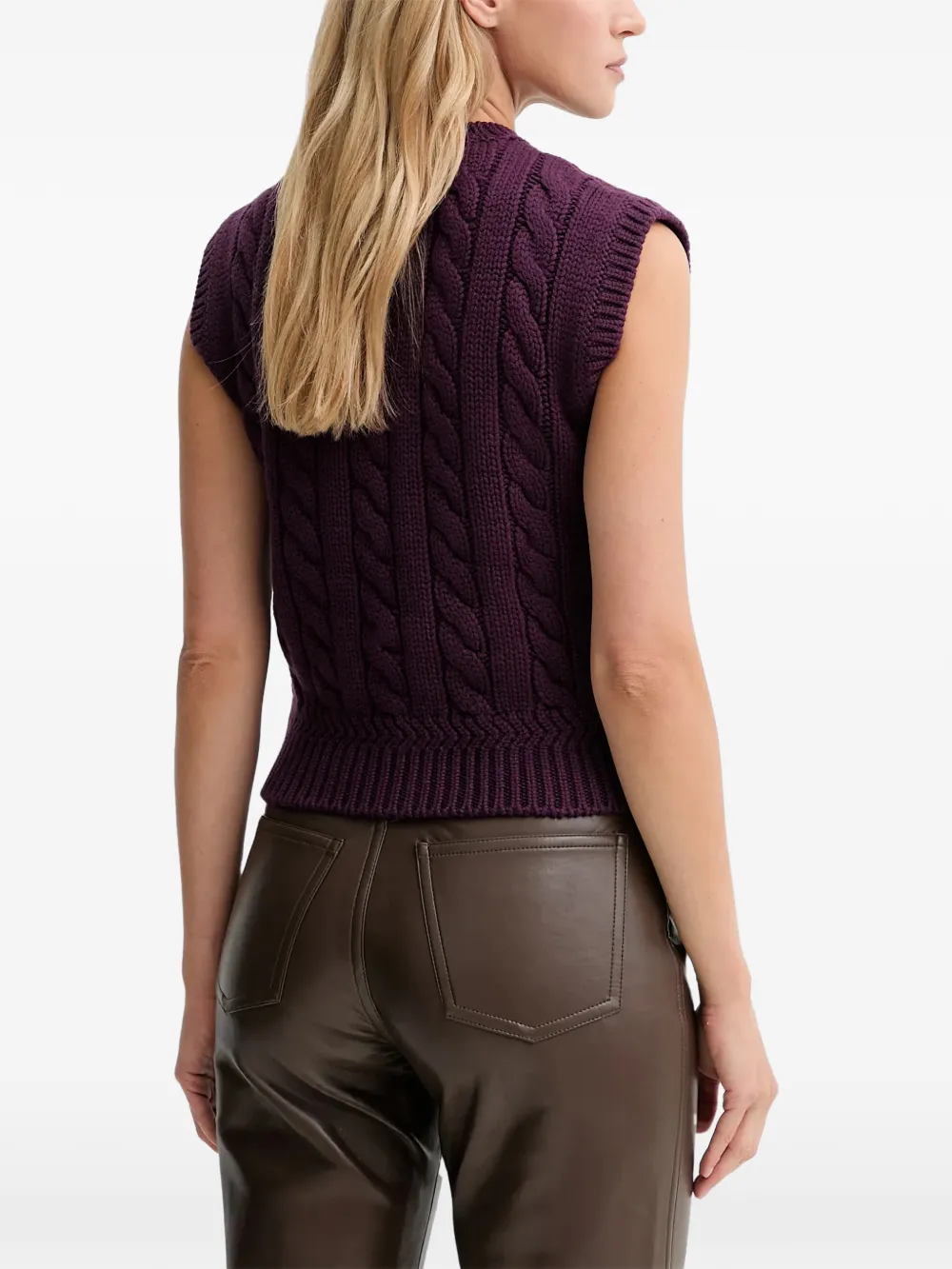  Bally Cable-knit V-neck Top - Purple 