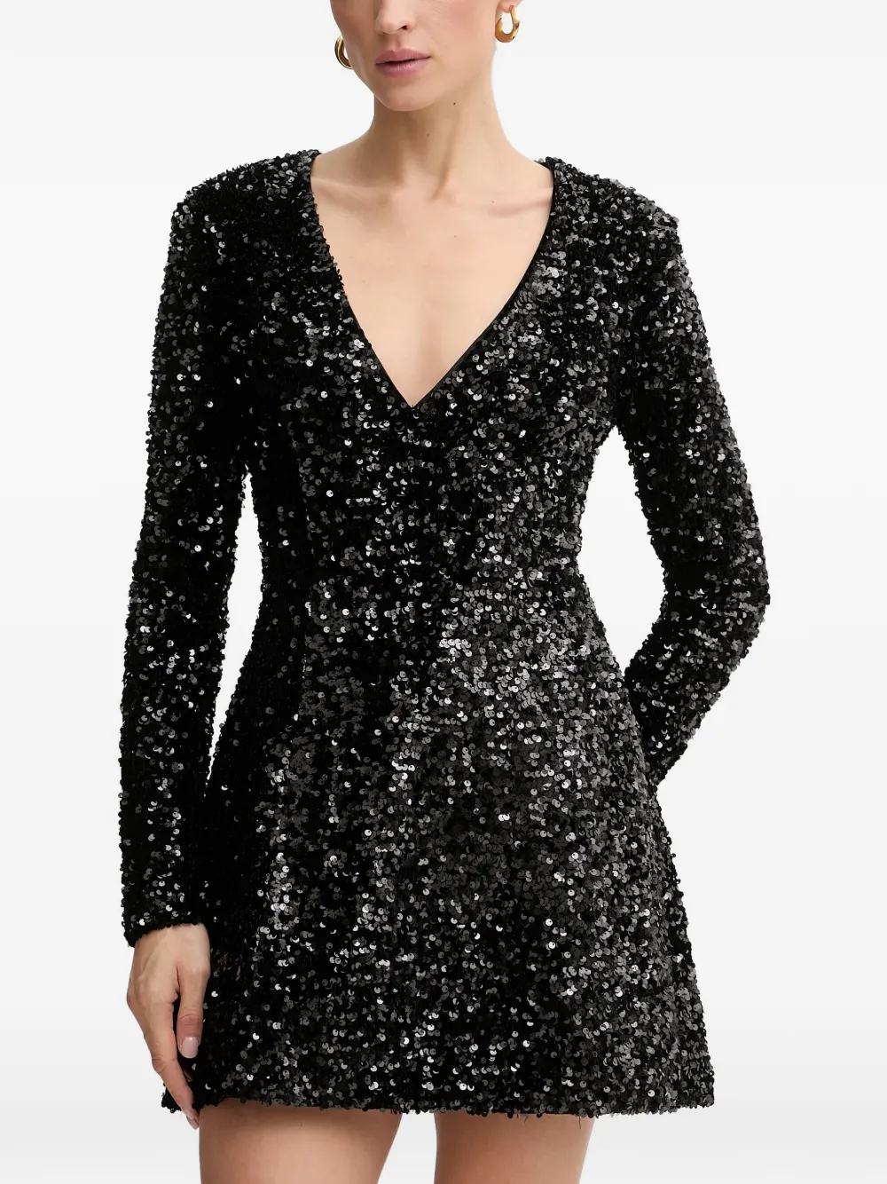 Bardot Eida Hourglass sequin-embellishment V-neck mini dress - Nero