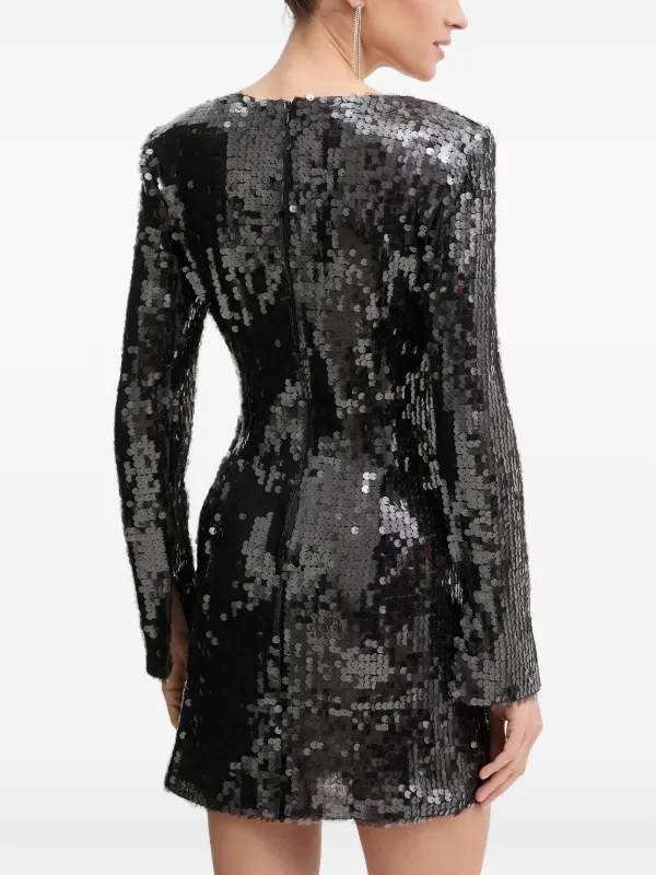 Bardot Sequin-embellished Mini Dress - Black