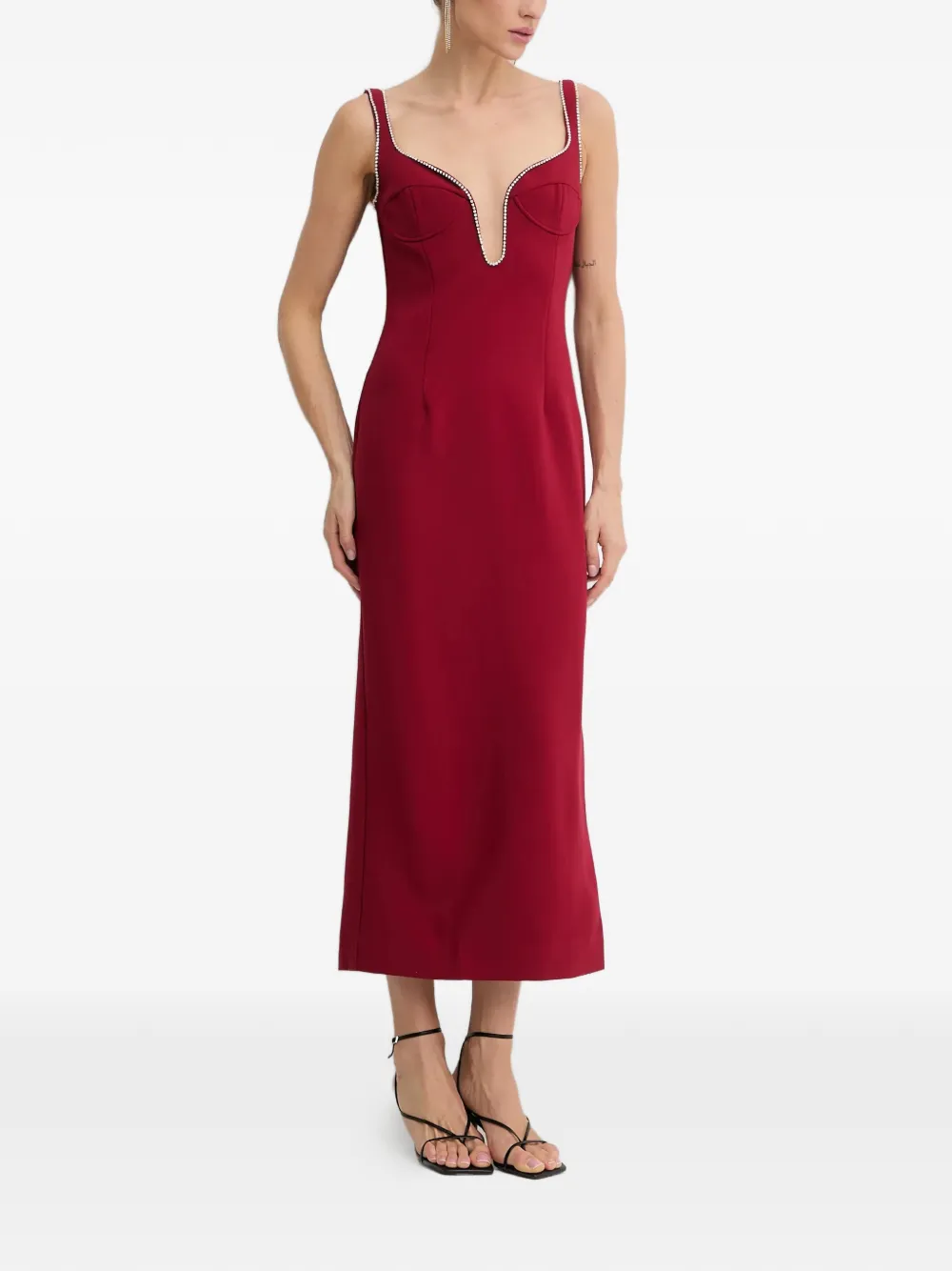  Bardot Embellished-trim Midi Dress - Red 