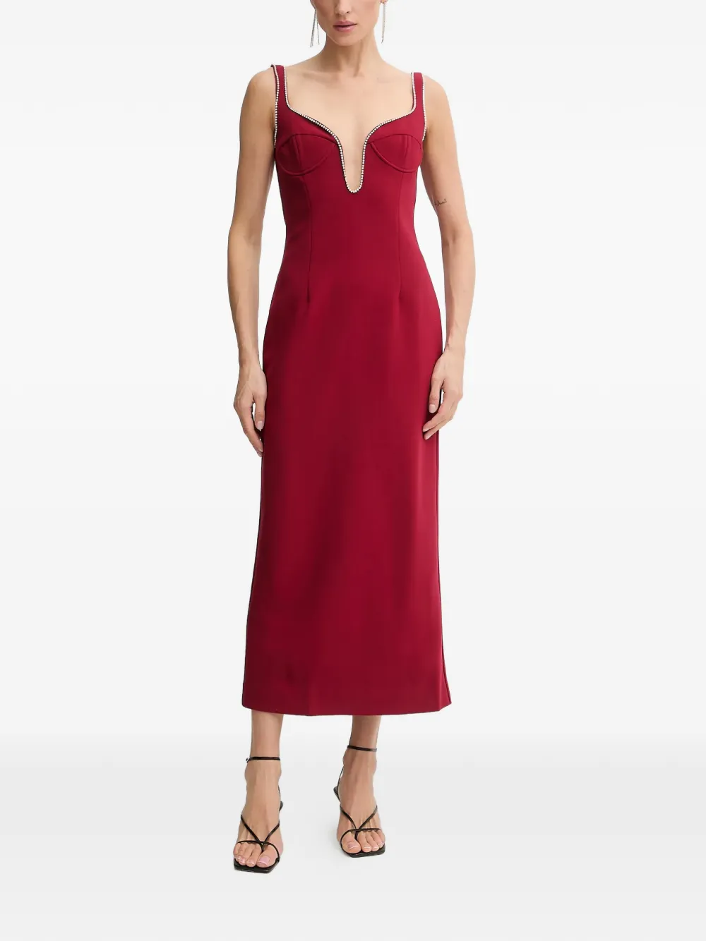 Bardot embellished-trim midi dress - Rosso