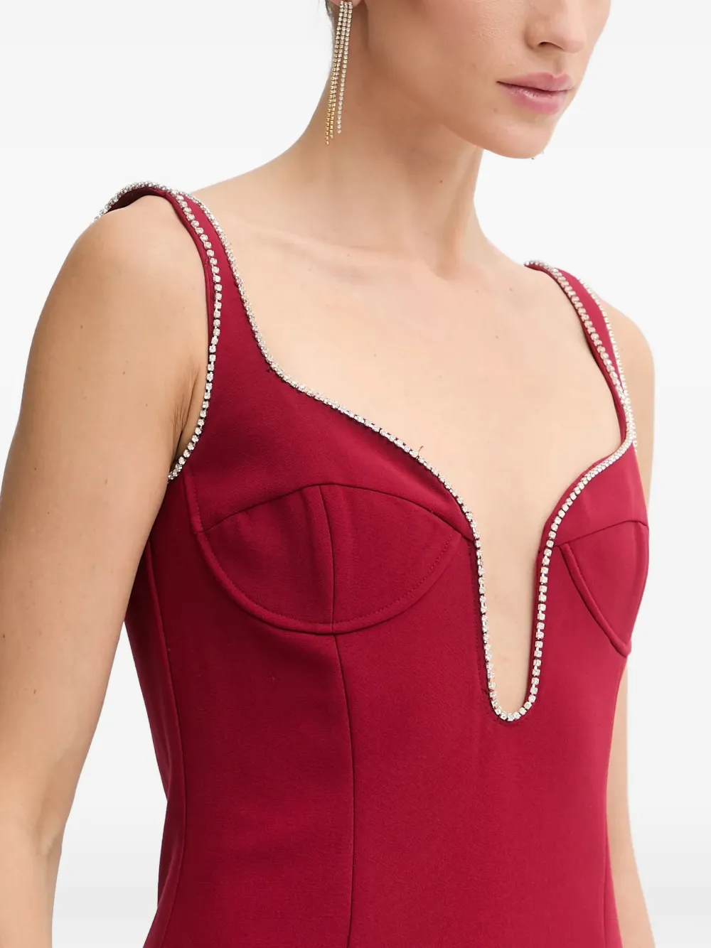 Bardot Midi-jurk met verfraaide afwerking Rood