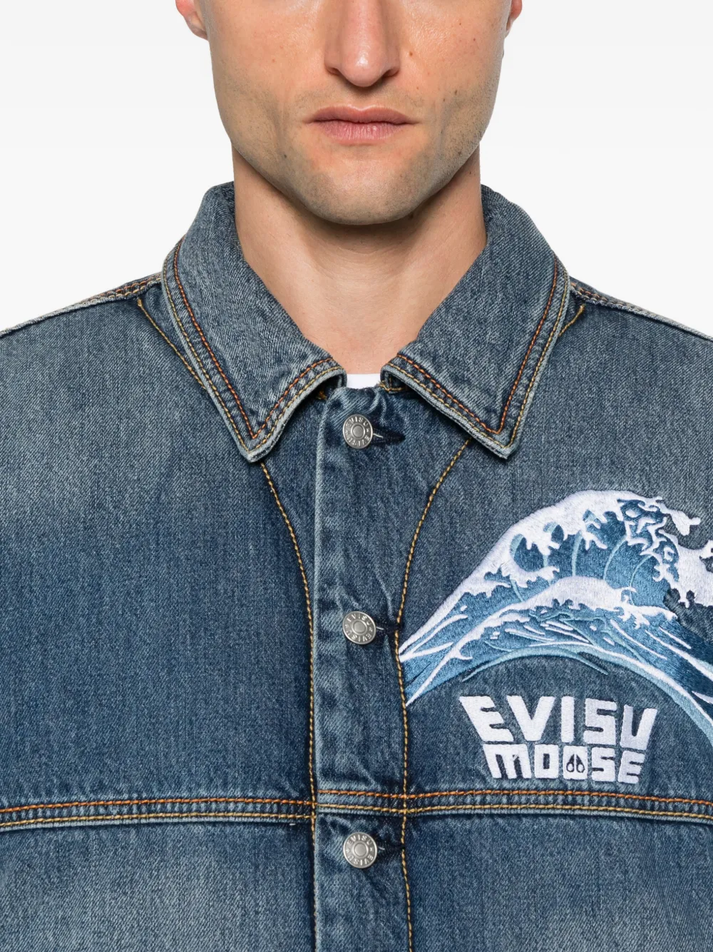 Moose Knuckles X Evisu Graphic Print Jacket In Blue