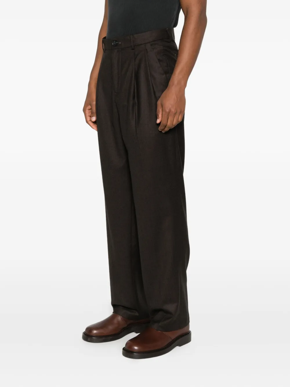 Noyoco Lotten Pleated Trousers In Brown