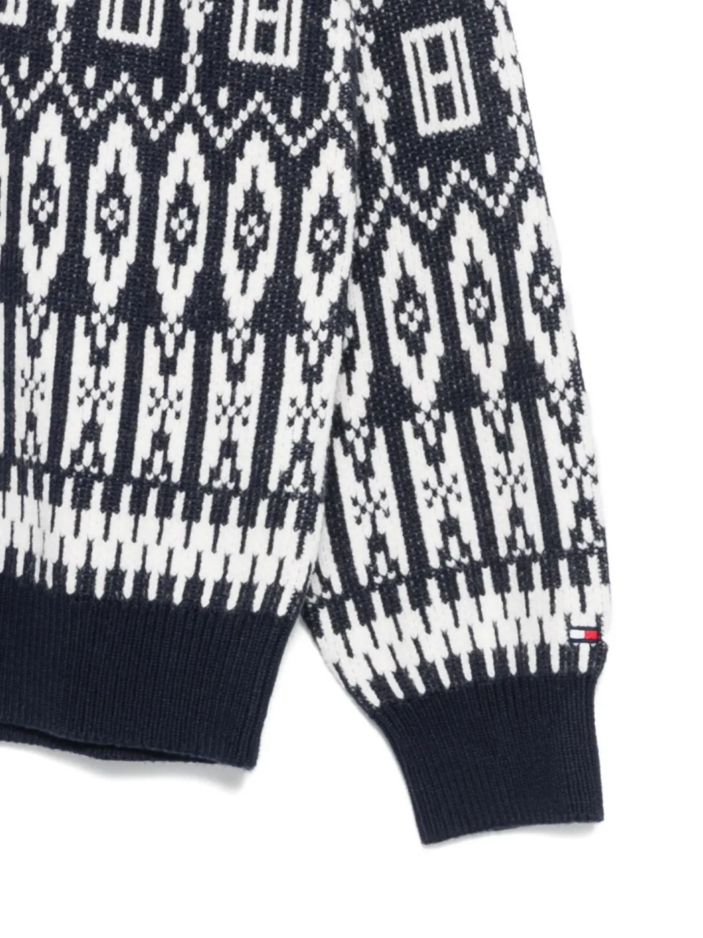 Tommy Hilfiger Junior Fairisle trui met ronde hals Blauw