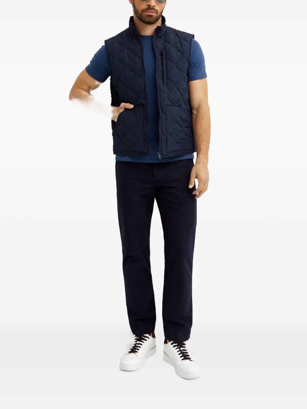 Fay quilted zip-up vest - Blauw