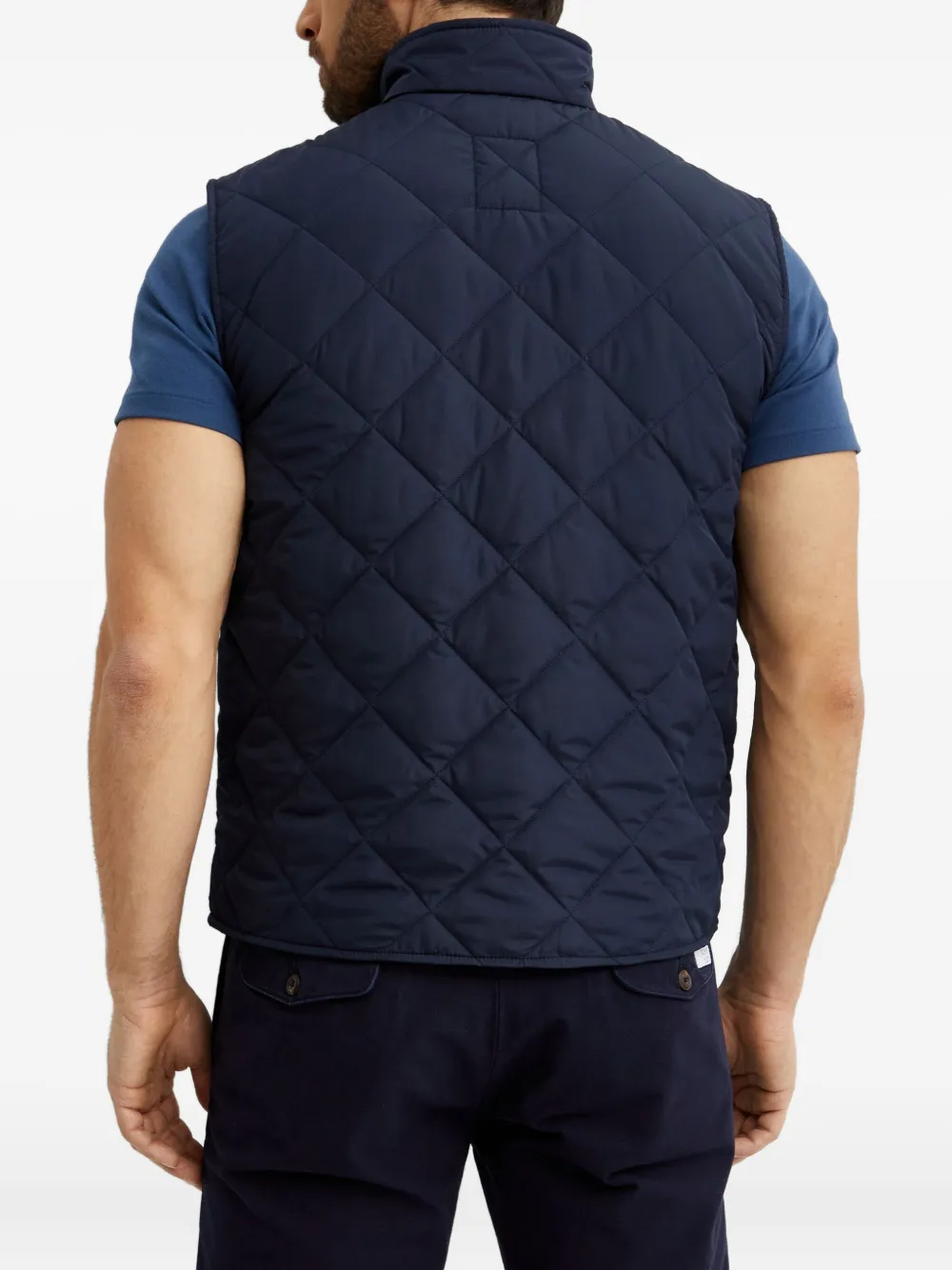 Fay Quilted Zip-up Vest In Blue